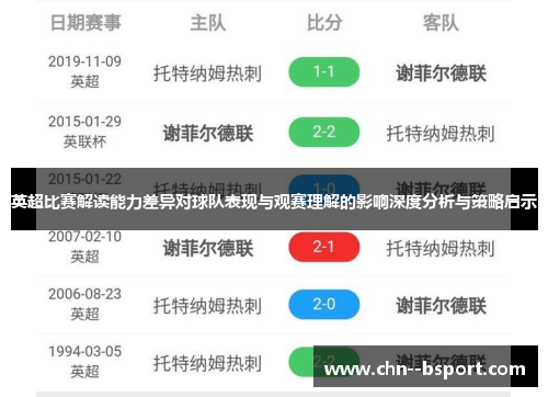 英超比赛解读能力差异对球队表现与观赛理解的影响深度分析与策略启示